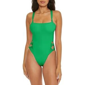 Becca by Rebecca Virtue Verde Green Baja Mar One Piece Swimsuit New Cutout